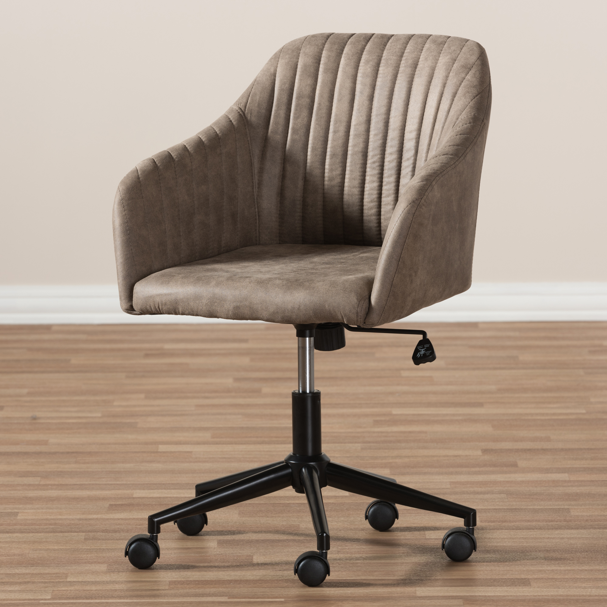 Baxton Studio Maida Mid-Century Modern Light Brown Fabric Upholstered